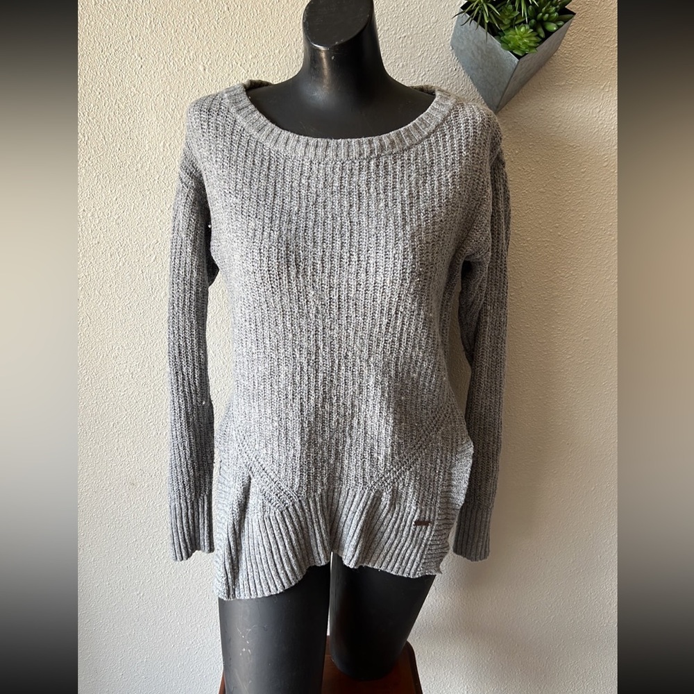 Tom’s Sweater Women’s Medium Gray Ribbed Long Sleeve Pullover